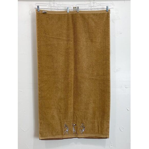 Avanti Kokopelli Bath Body Towel Gold Nutmeg Blue Orange Velour Style Fabric Bot - Picture 2 of 11